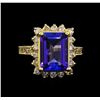 Image 2 : 14KT Yellow Gold 5.32 ctw Tanzanite and Diamond Ring