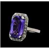 9.03 ctw Tanzanite and Diamond Ring - 14KT White Gold