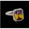 Image 1 : 4.87 ctw Ametrine and Diamond Ring - 14KT White Gold