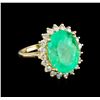 Image 1 : 11.85 ctw Emerald and Diamond Ring - 14KT Yellow Gold