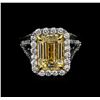 Image 2 : EGL USA Cert 5.84 ctw Fancy Yellow Diamond Ring - 18KT-Platinum Two-Tone Gold