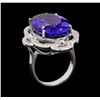 Image 4 : GIA Cert 25.82 ctw Tanzanite and Diamond Ring - 14KT White Gold