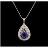 14KT White Gold 1.88 ctw Tanzanite and Diamond Pendant With Chain