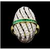 Image 2 : 1.81 ctw Diamond and Emerald Ring - 18KT Yellow and White Gold