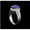 Image 4 : 4.33 ctw Tanzanite and Diamond Ring - 14KT White Gold