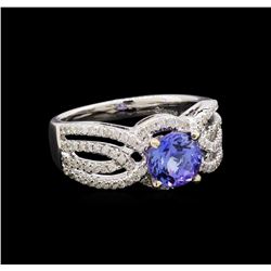 1.56 ctw Tanzanite and Diamond Ring - 14KT White Gold