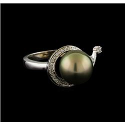 Pearl and Diamond Ring - 14KT White Gold