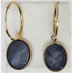 14kt Yellow Gold Sapphire (10.00ct) Hoop Earrings Insurance Value $1000