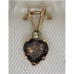10kt Yellow Gold Alexandrite & Smokey Topaz Heart Shaped Pendant Retail $100