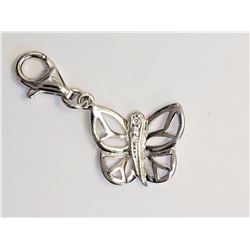 Sterling Silver Cubic Zirconia Butterfly Shaped Pendant Retail $60