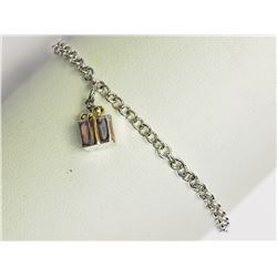 Sterling Silver Diamond Gift Box Present Bracelet Retail $80