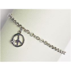 Sterling Silver Heart Design Diamond (approx 3.70g) 6.00" Inch Bracelet Retail $100