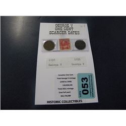 GEORGE V PENNIES & STAMP
