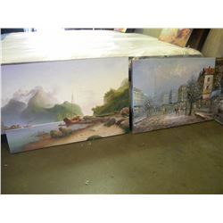 2 FRAMED OILS ON CANVAS APPROX 2'X 3'