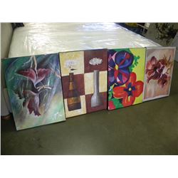 4 MEDIUM SIZE OIL ON CANVASS