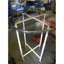 GLASS TOP ROLLING BISTRO TABLE
