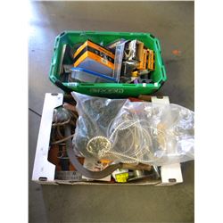 TUB OF MISC HARDWARE/BOX OF SMALL TOOLS