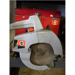 RED TOOLBOX AND ELECTRIC CIRCULAR SAW