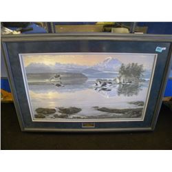 SIGNED & NUMBERED PRINT BY LEE KROMSCHROEDER (DAWNS CALL - ORCAS) CERTIFICATE IN BACK (28 3/4" X 41 
