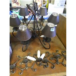 6 LAMP HANGING LIGHT FIXTURES/2 WALL CANDLE HOLDERS