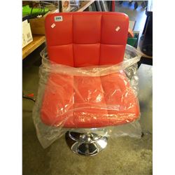 RED LEATHER AND CHROME BAR STOOL WITH EXTRA SEAT