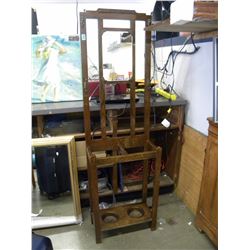 MAHOGANY COAT AND UMBRELLA HALL STAND