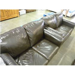 2 MATCHING BROWN LEATHER LOVESEATS