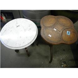 MARBLE TOP AND WOOD END TABLE