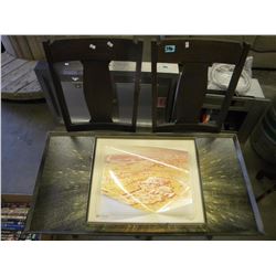 2 MATCHING CHAIRS/2 FRAMED PRINTS