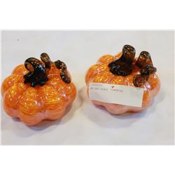 TWO ART GLASS PUMPKINS