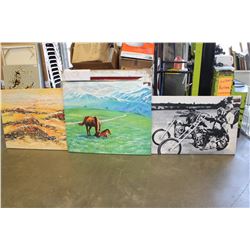THREE LARGE CANVAS PICTURES