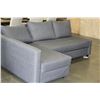 Image 2 : MODERN SECTIONAL WITH LOUNGE AND STORAGE MAKES INTO BED IN AS NEW GREY FABRIC