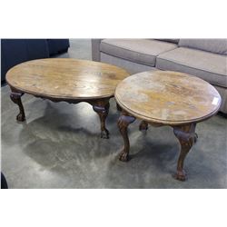 TWO PIECE OAK COFFEE TABLE SET