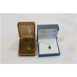 BC JADE PENDANT AND GREEN STONE RHINESTONE PENDANT