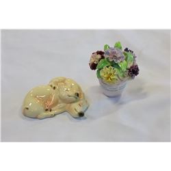 GOEBEL PIGS FIGURE AND STAFFORDSHIRE FLORAL