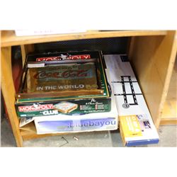 COCA COLA MIRROR TV MOUNT MONOPOLY GAME AND CENTRE DISH