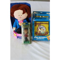 TWO MCFERLAN JIMI HENDRIX ALBUM COVERS AND TIGER WOODS BOBBLE HEAD DOLL