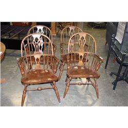 SDET OF FOUR PENNSYLVANIA HOUSE OAK WINDSOR STYLE ARMCHAIRS
