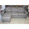 Image 2 : AS NEW HOME ELEGANCE MODERN SQUARE ARM DARK GREY FABRIC SOFA WITH MOVEABLE CHAISE AND TWO THROW PILL