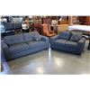 Image 1 : AS NEW HOME ELEGANCE MODERN SQUARE ARM DARK GREY FABRIC SOFA AND LOVESEAT AND TWO THROW PILLOWS
