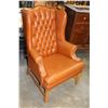 Image 1 : LEATHER STUDDED BUTTON BACK WING BACK CHAIR
