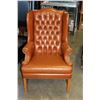 Image 2 : LEATHER STUDDED BUTTON BACK WING BACK CHAIR
