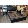 Image 1 : NEW 3-PIECE QUEENSIZE HOME ELEGANCE BEDFRAME WITH STORAGE DRAWERS INSET LEATHER HEADBOARD INCLUDES T