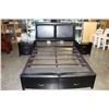 Image 2 : NEW 3-PIECE QUEENSIZE HOME ELEGANCE BEDFRAME WITH STORAGE DRAWERS INSET LEATHER HEADBOARD INCLUDES T