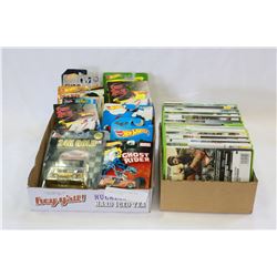 LOT OF X-BOX 360 GAMES AND HOTWHEELS CARS