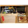 Image 1 : WOOD BOX OF VINTAGE KITCHEN WARE AND RECIPE BOXES AND WOODENWARE