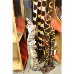 TWO TALL GIRAFFES AND CATS FIGURE
