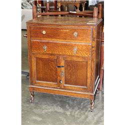 OAK 2-DRAWER 2-DOOR ANTIQUE HIGHBOY DRESSER