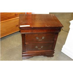 FLOOR MODEL HOME ELEGANCE 2-DRAWER MAHOGANY FINISH NIGHTSTAND