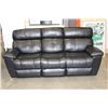 Image 2 : AS NEW 3-PIECE BLACK LEATHER HOME ELEGANCE SOFA LOVESEAT WITH CONSOLE AND CHAIR-POWER HEADREST POWER
